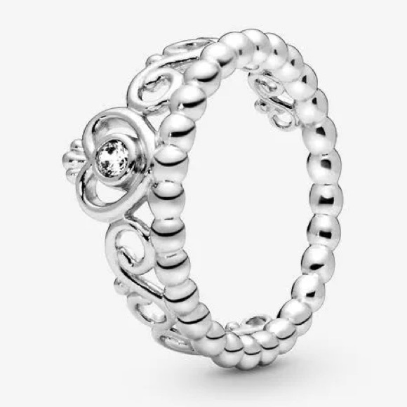 Pandora Silver Tiara Ring with Beaded Details - Picture 1 of 1